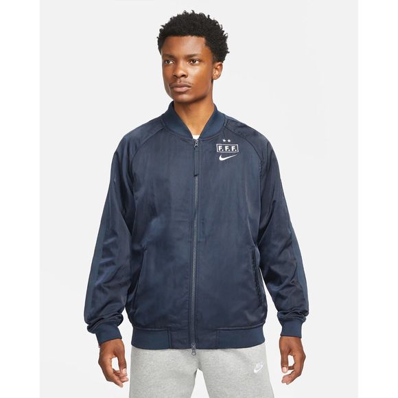 Nike FFF French Football Federation MLS Soccer Bomber Jacket L Men's Satin Coach